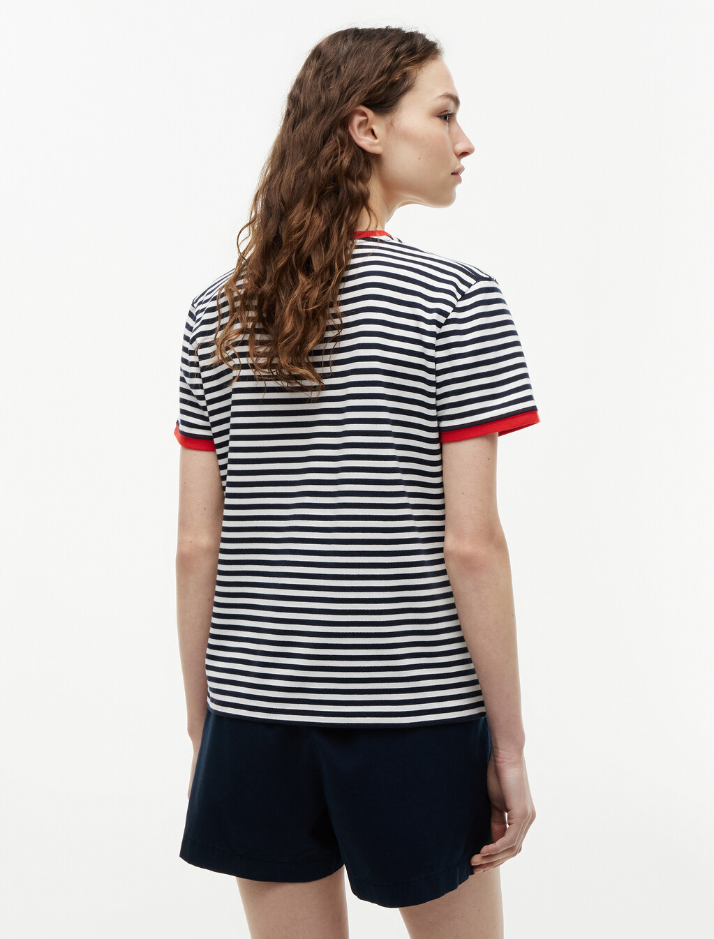 Logo Embroidery Ringer T-Shirt, Breton Stripe Dark Night Navy/Ecru, hi-res