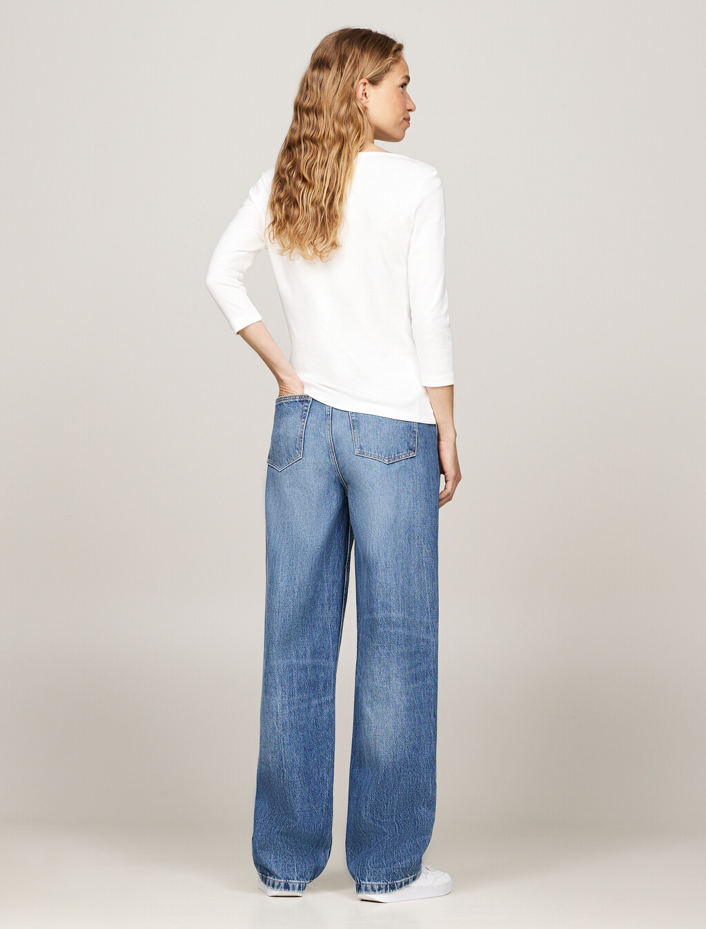 Three-Quarter Sleeve Boat Neck T-Shirt, Nos Ecru, hi-res