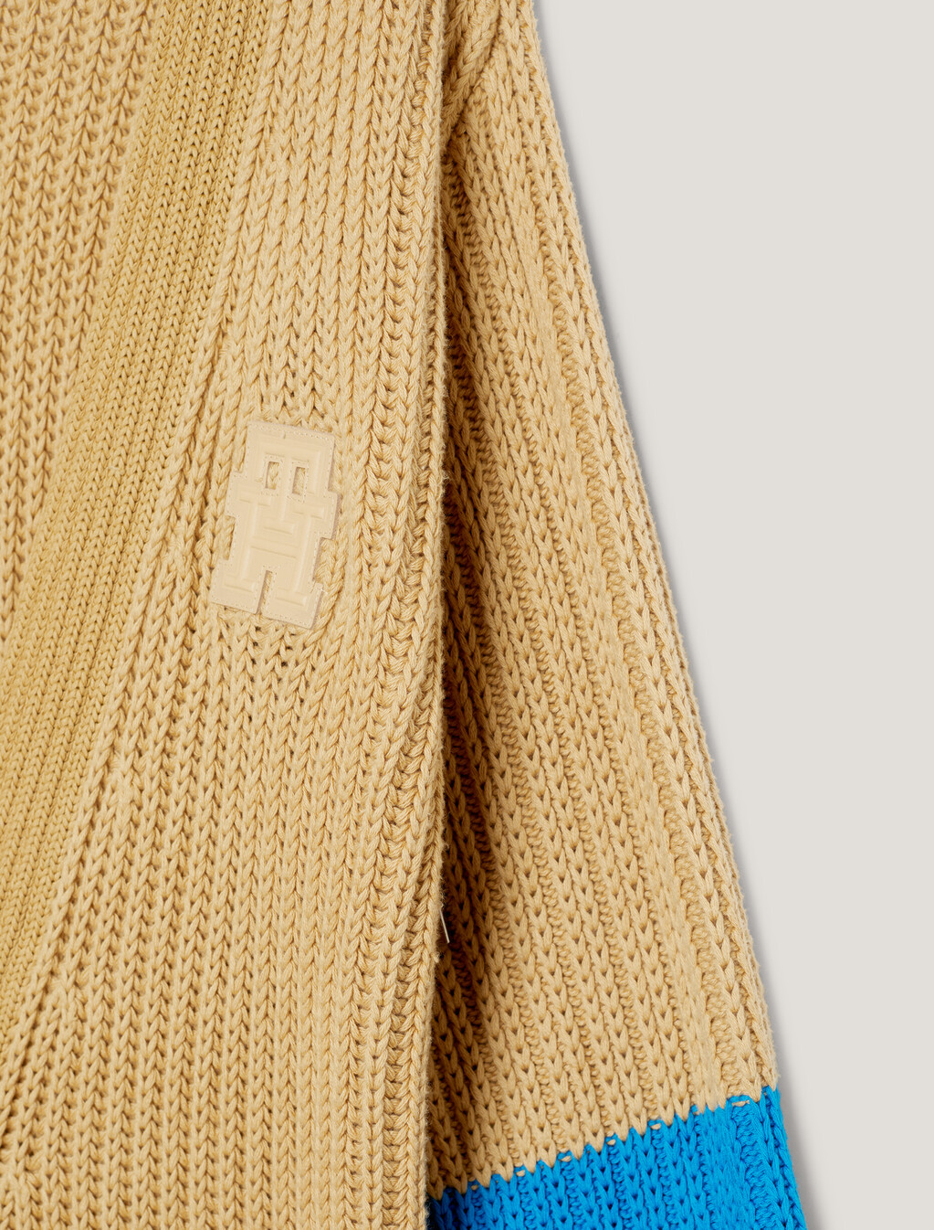 Crest Stripe Relaxed Button Cardigan, Sandy Beige, hi-res