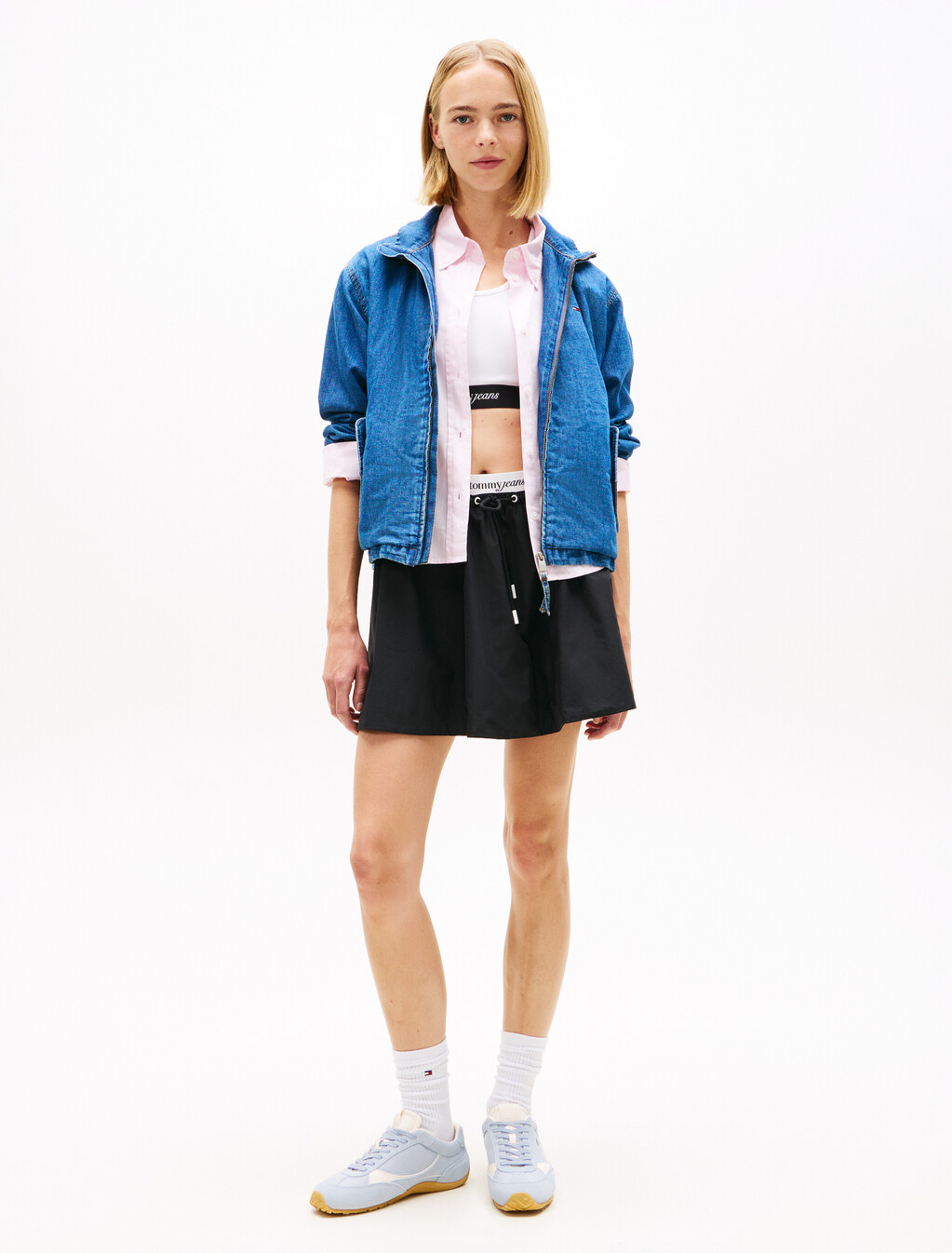 Zip-Thru Chambray Denim Jacket, Denim Medium, hi-res