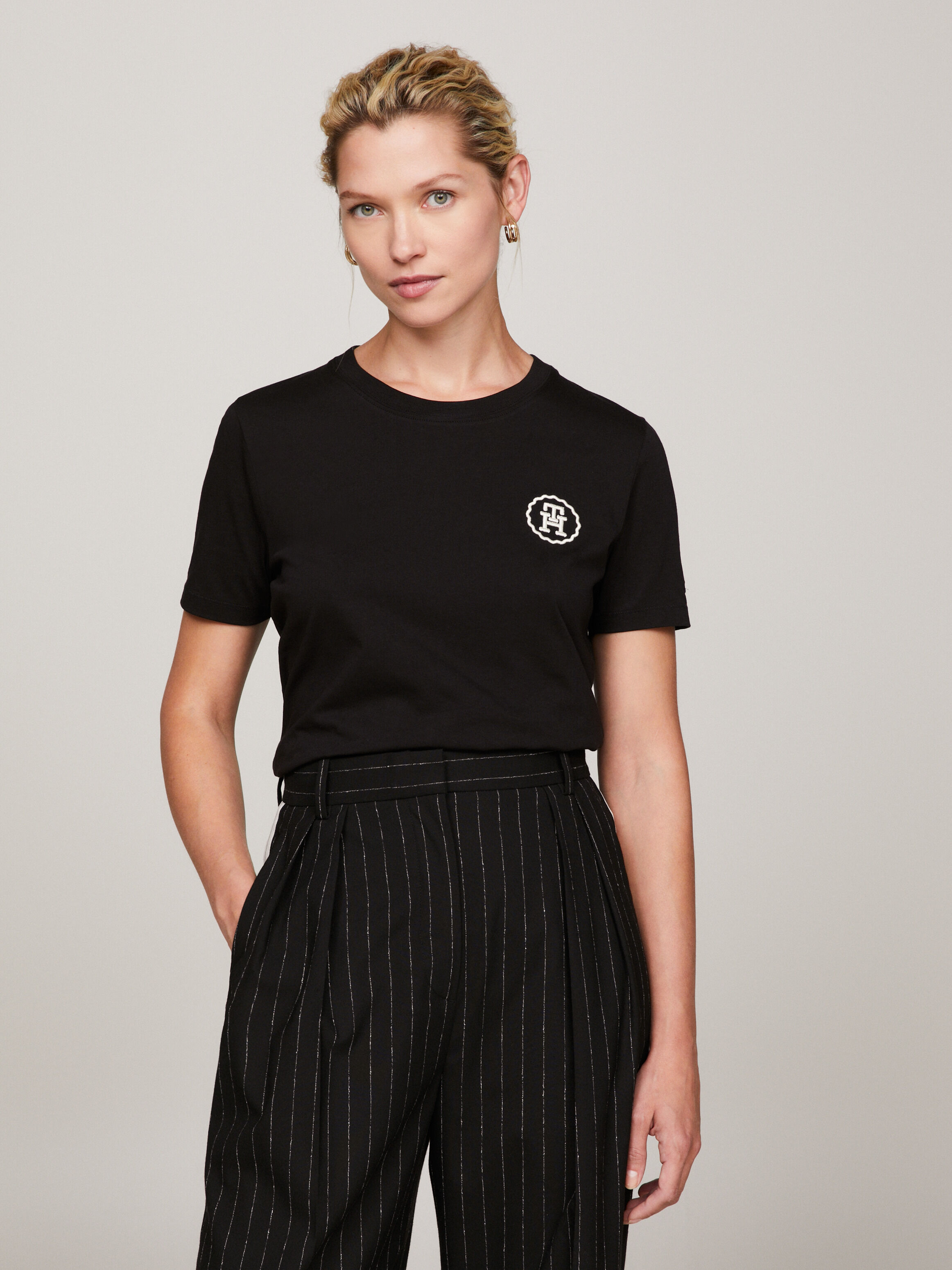 Modern Tonal Logo Embroidery T Shirt black Tommy Hilfiger Malaysia