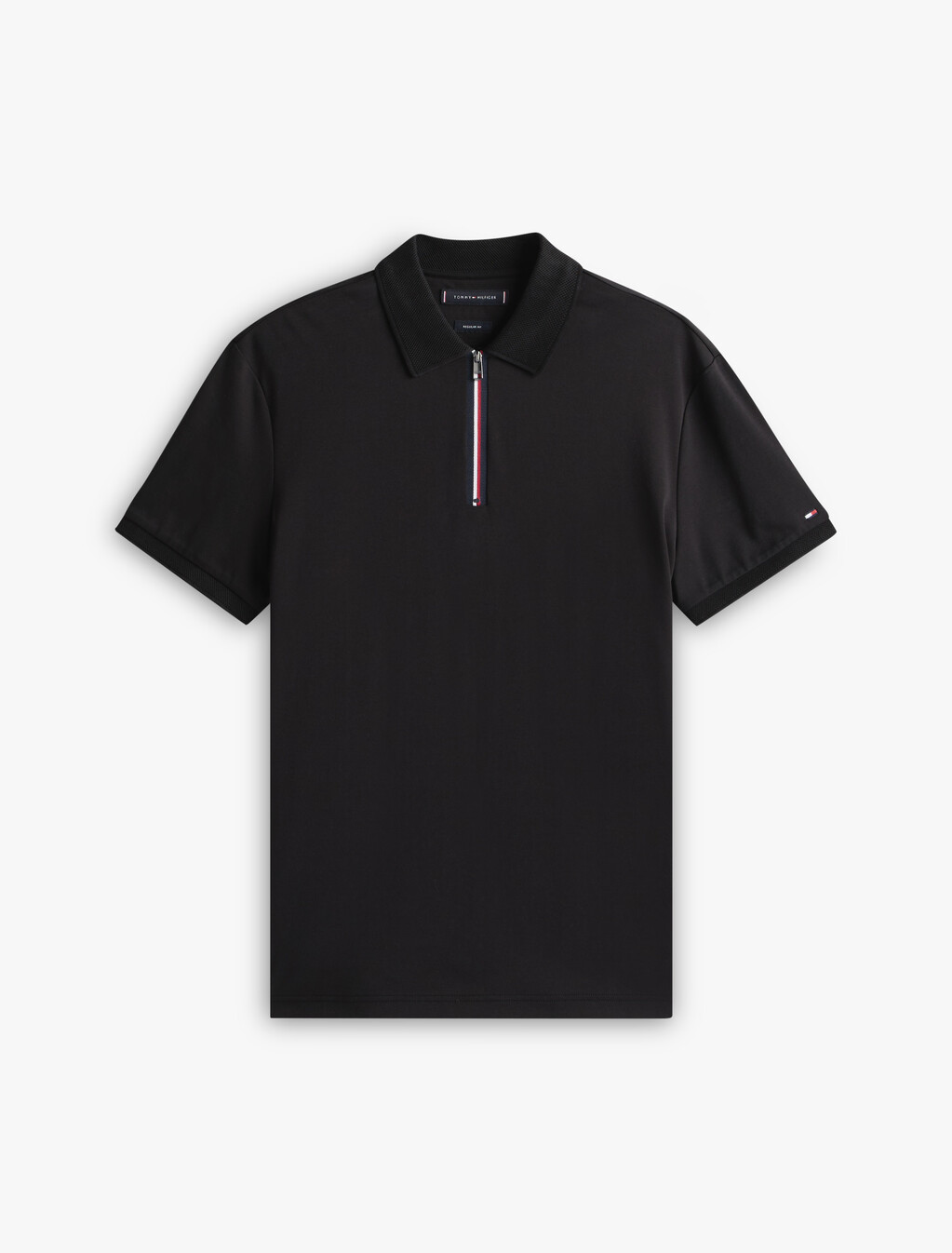 Interlock Zip Regular Polo, Black, hi-res