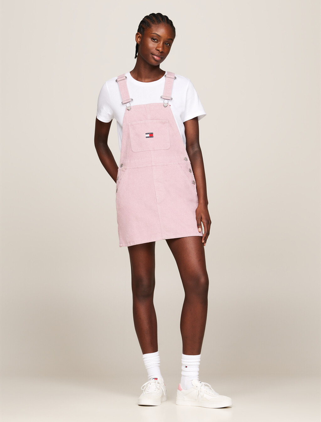Corduroy Mini Dungaree Dress, Valley Grape, hi-res