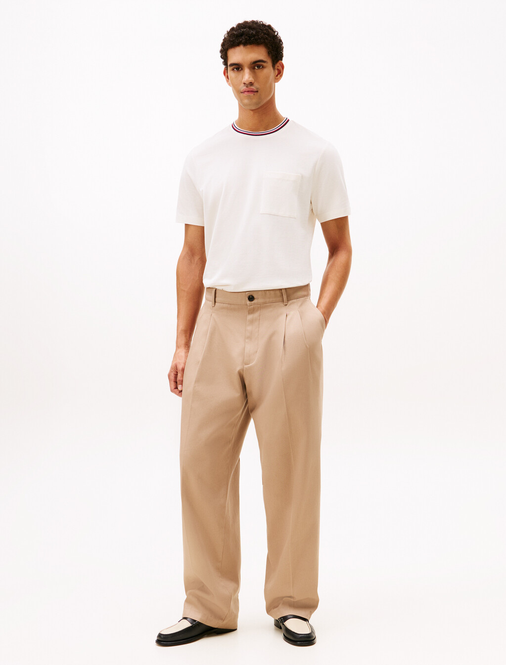 Stripe Trim Cotton Pique Pocket T-Shirt, Ivory Petal, hi-res