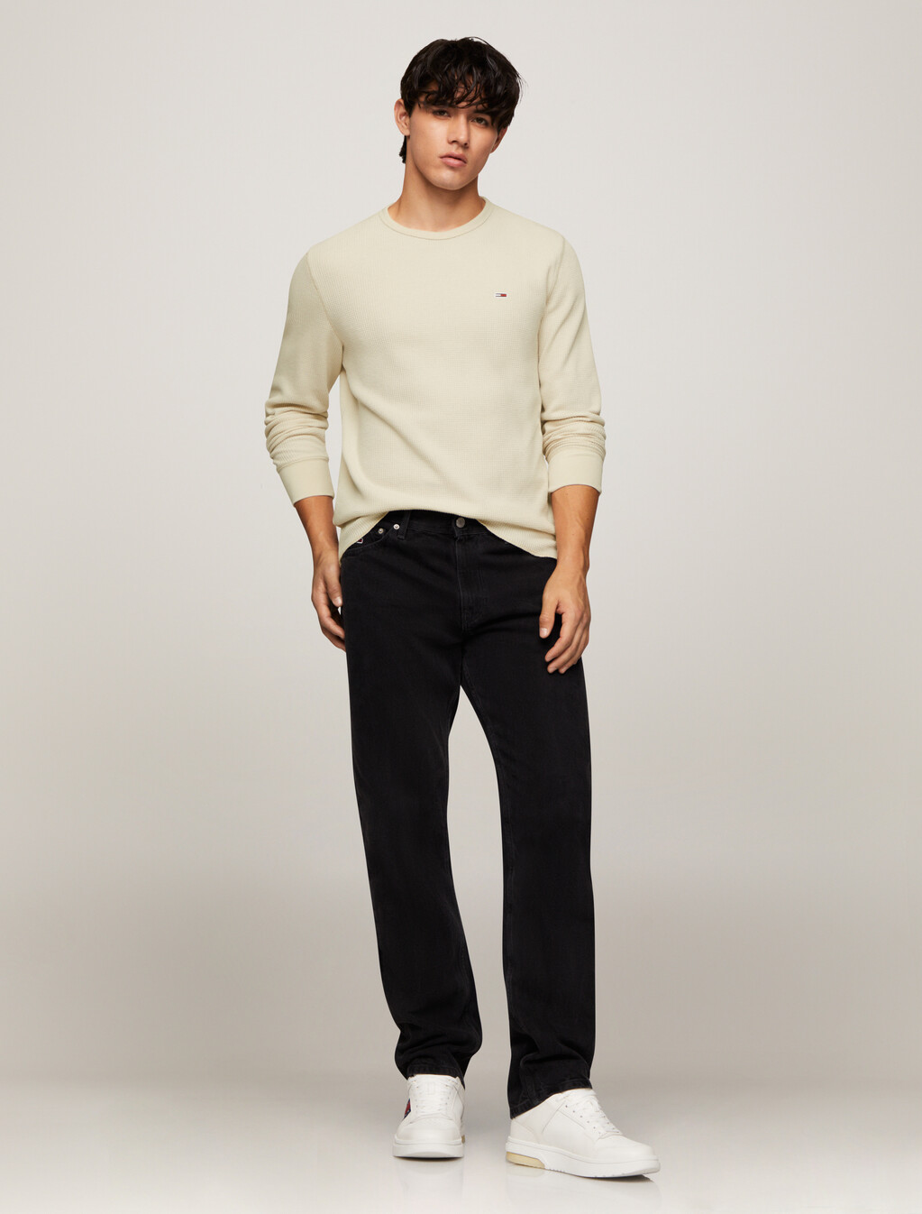 Waffle Knit Slim T-Shirt, Newsprint, hi-res