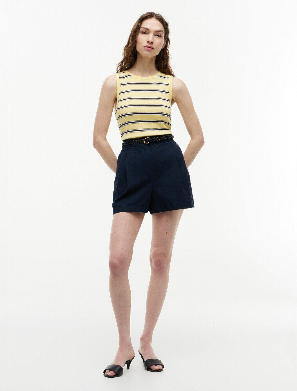 Stripe Slim Crew Neck Tank Top, Multi Stp Citronelle / Ecru / Black, hi-res