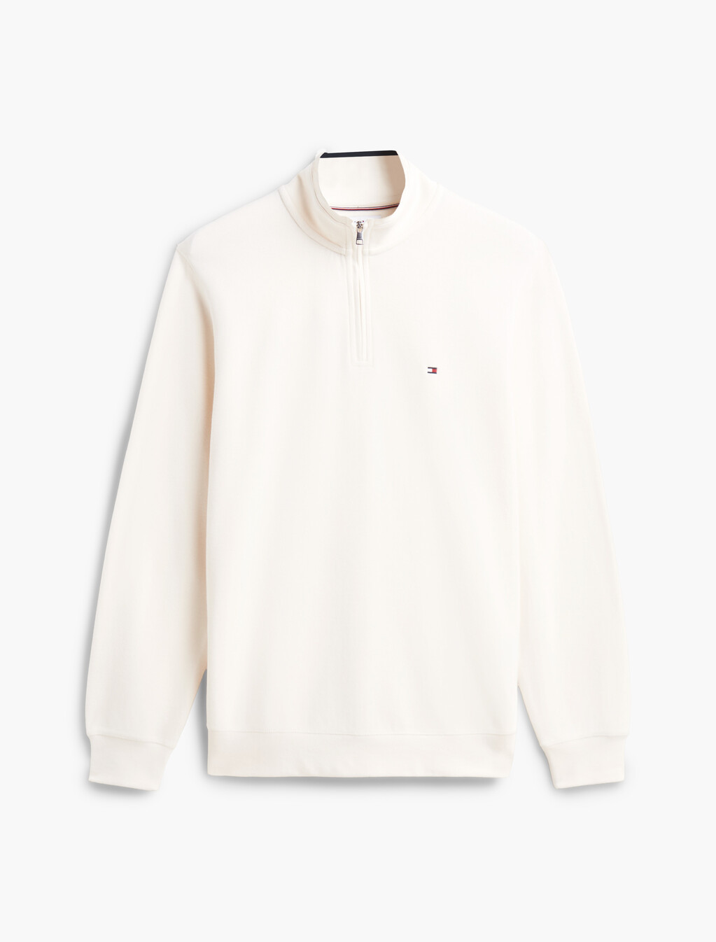 French Rib Knit 1/4 Zip Sweater, Ivory Petal, hi-res