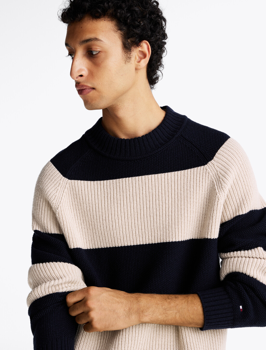 Smart Casual Rugby Jumper, Linen Ropes/Desert Sky, hi-res