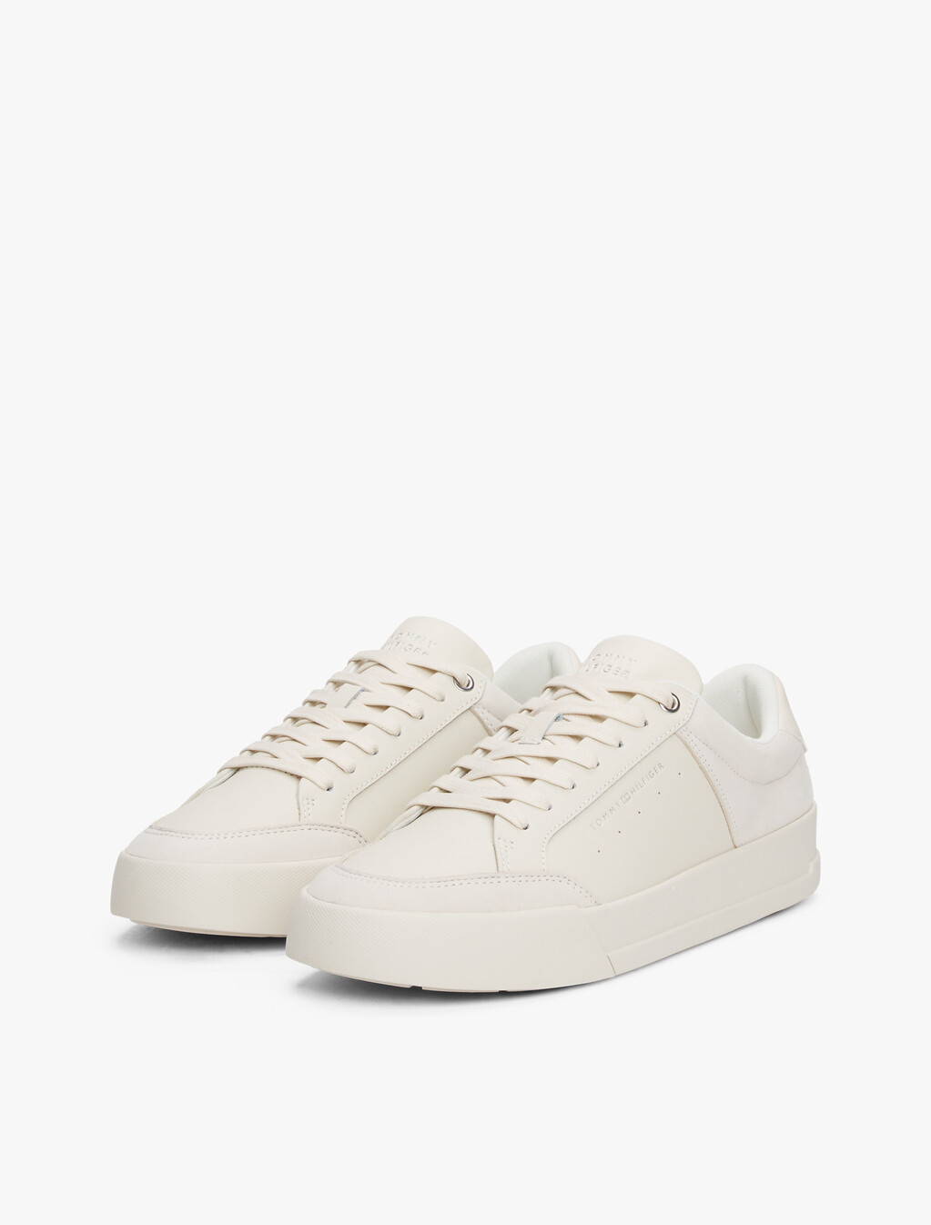 Debossed Logo Court Trainers, Alabaster, hi-res