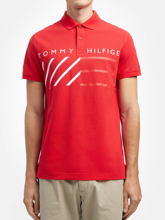 STRIPE LOGO PRINT REGULAR FIT POLO