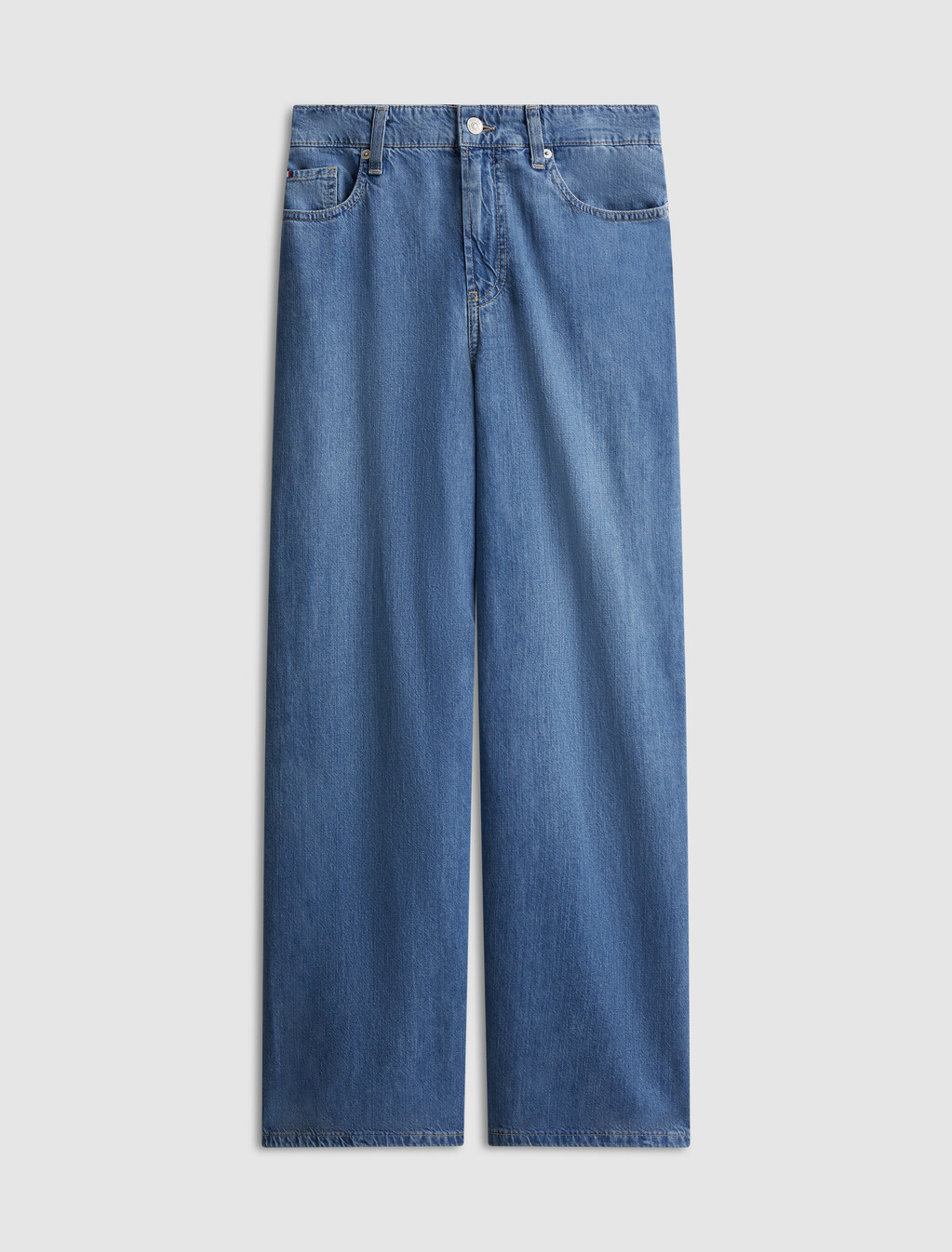 Asia Fit Elastic Waistband Wide Leg Jeans, Uma, hi-res