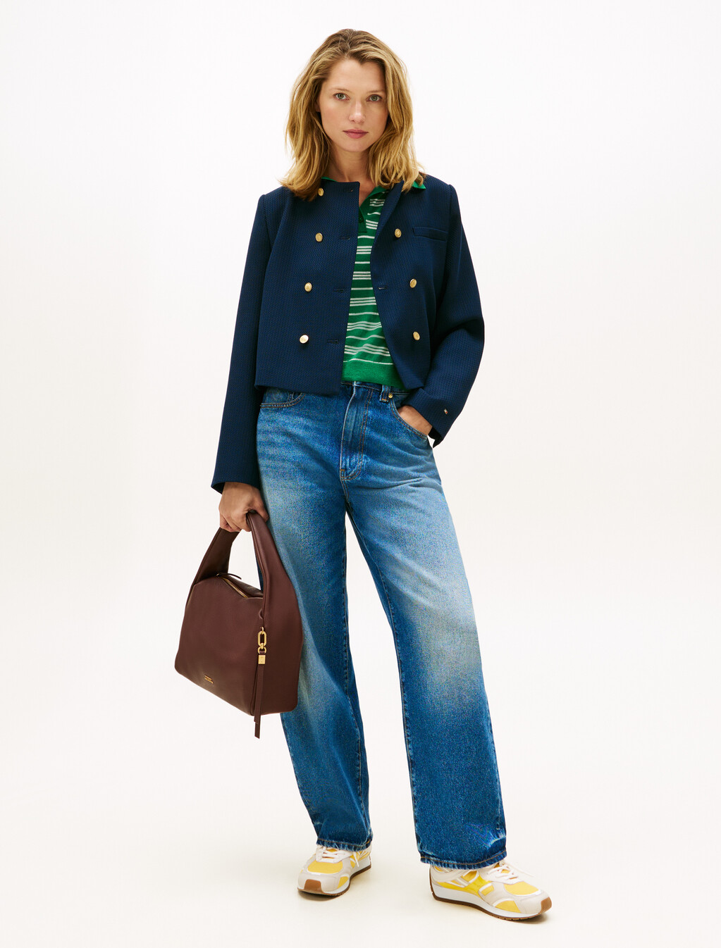 Textured Wool Blend Double Breasted Jacket, Dark Night Navy, hi-res