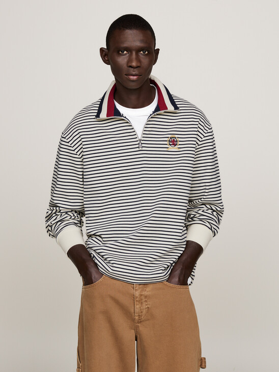 Crest Breton Stripe Half-Zip Sweatshirt