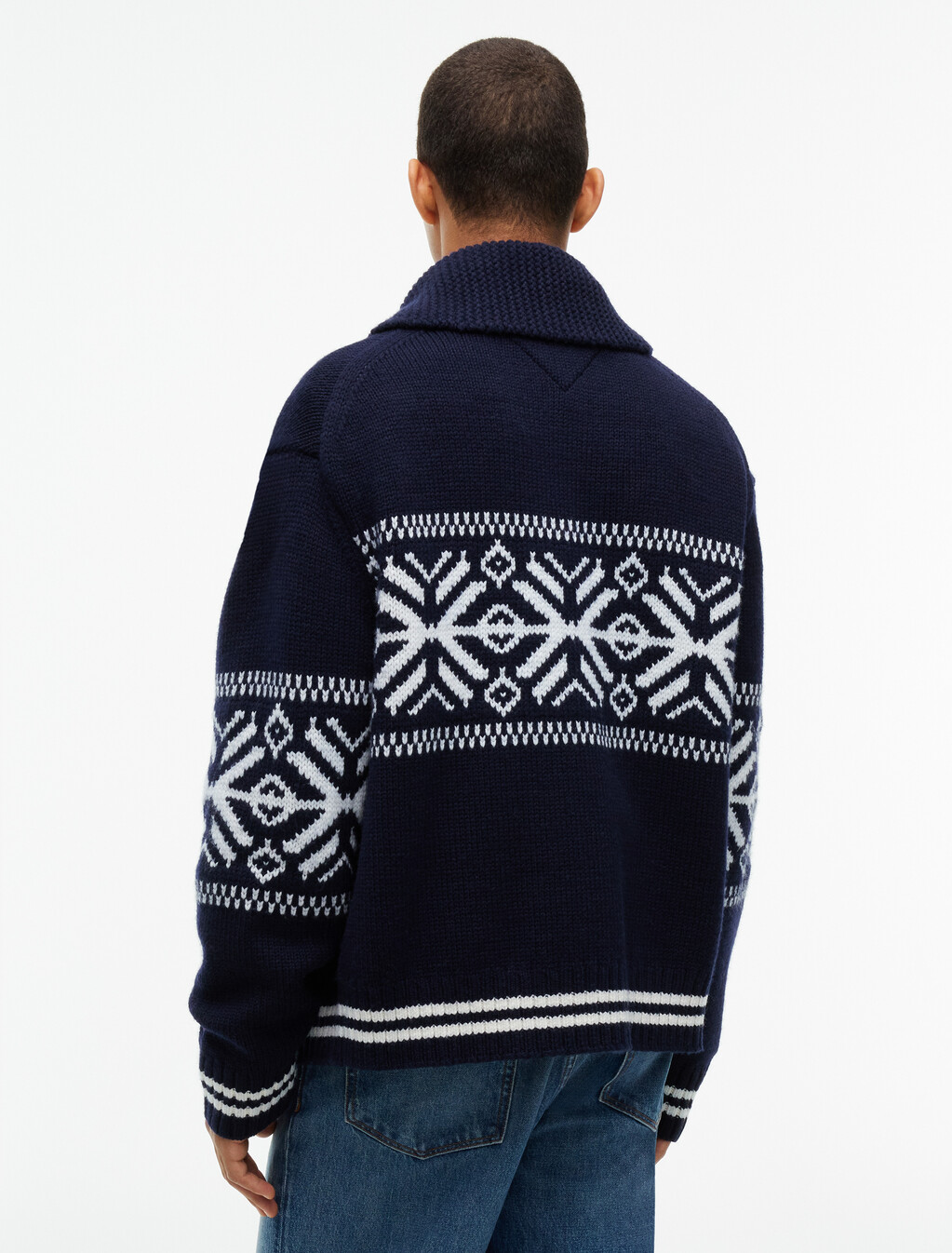 Fair Isle Wool Blend Varsity Jacket, Navy Blue/Ivory Petal, hi-res