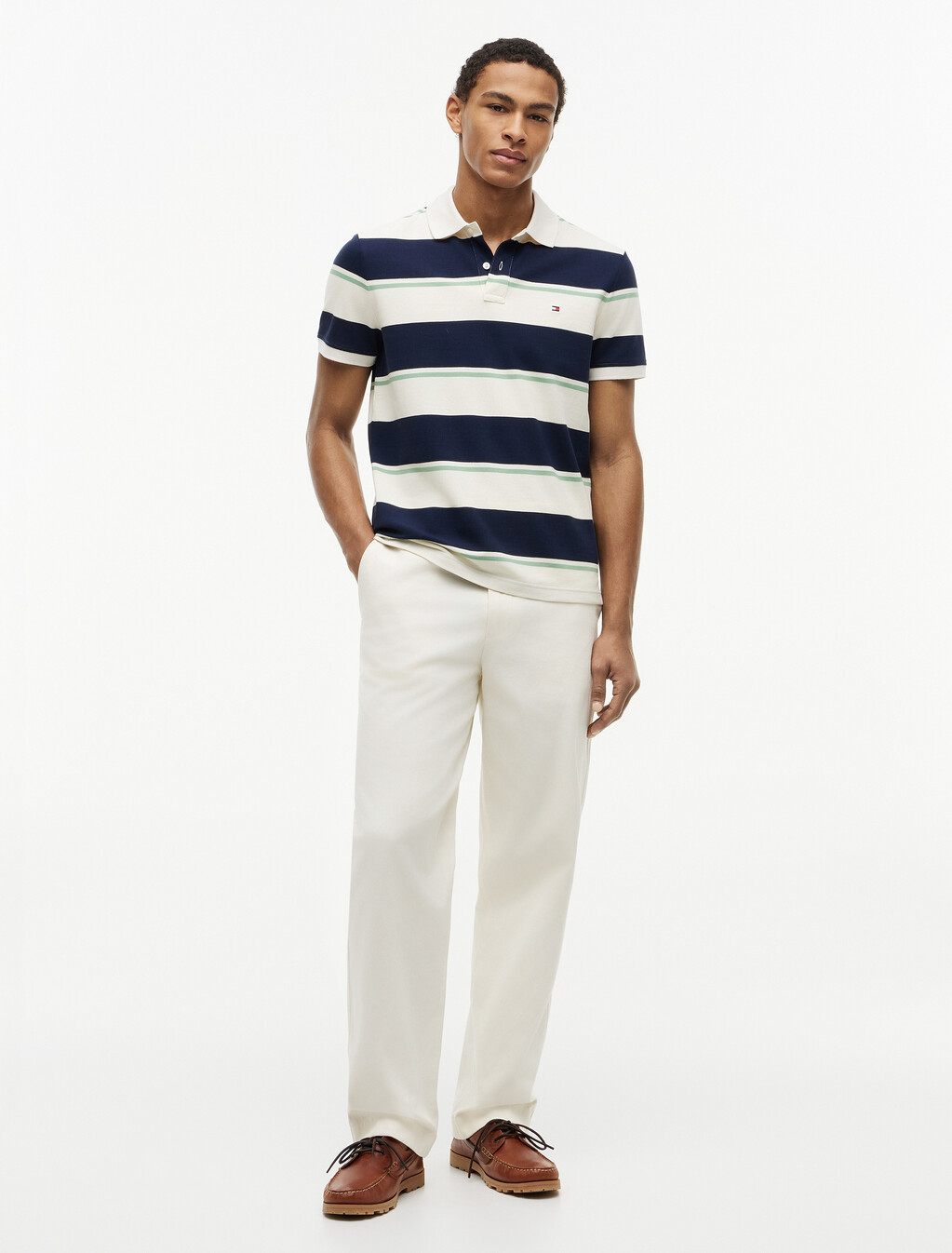 Regular Fit Pique Stripe Polo Shirt, Carbon Navy / Multi, hi-res