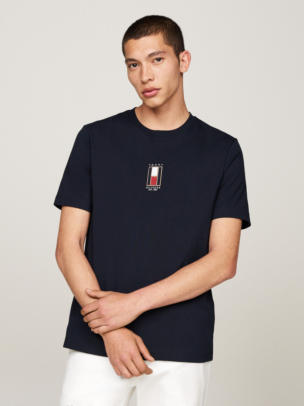 Vertical Flag Embroidery T-Shirt, Desert Sky, hi-res