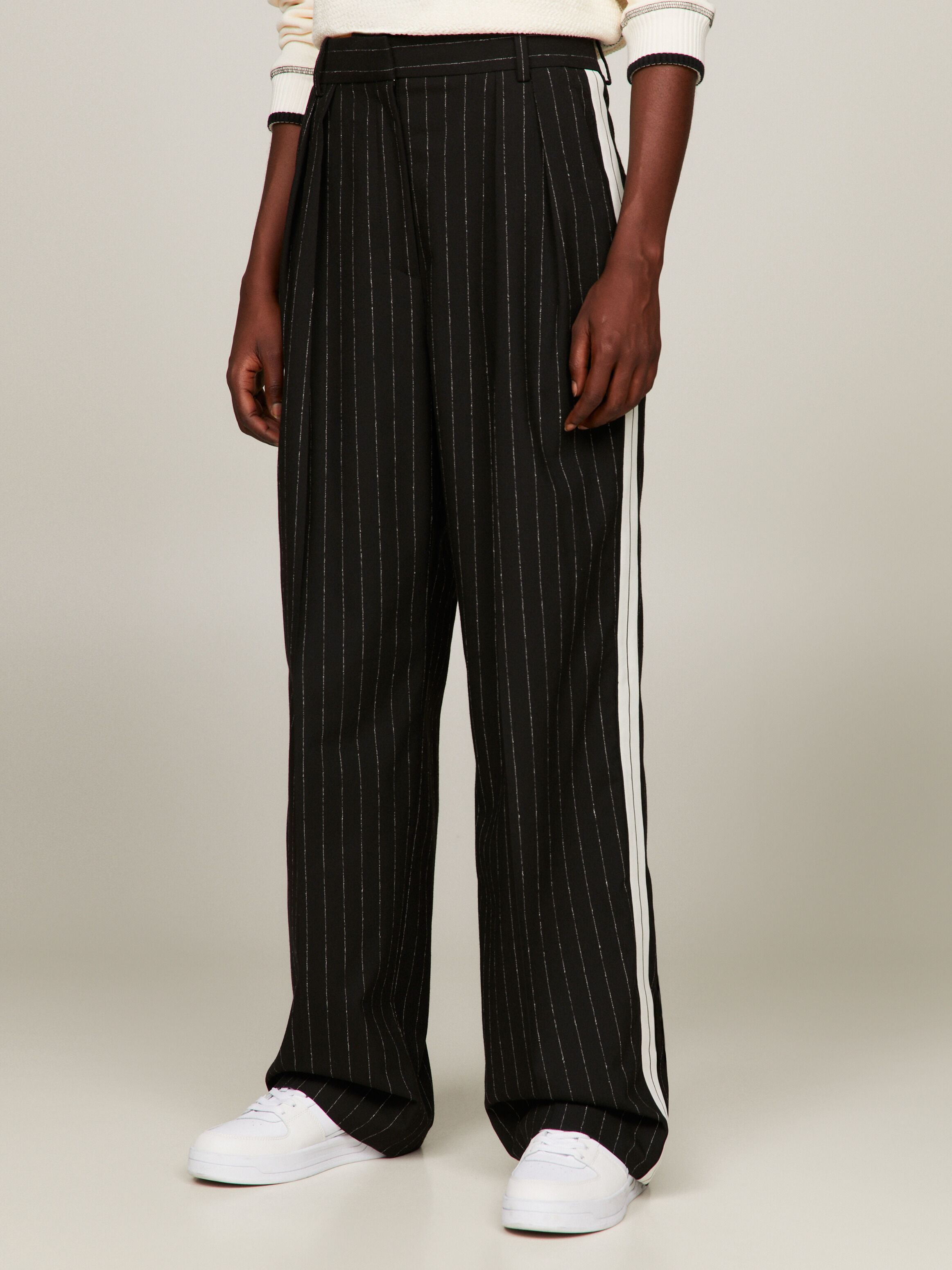 80s Gray Pinstripe Wide Leg Trousers / Small - Etsy