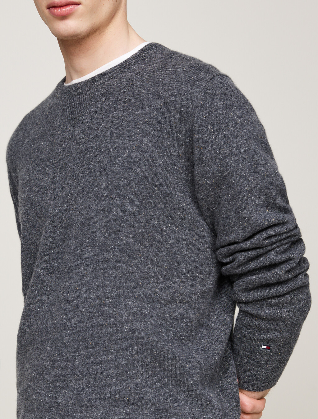 Smart Casual Cashmere Jumper, Grey Donegal, hi-res