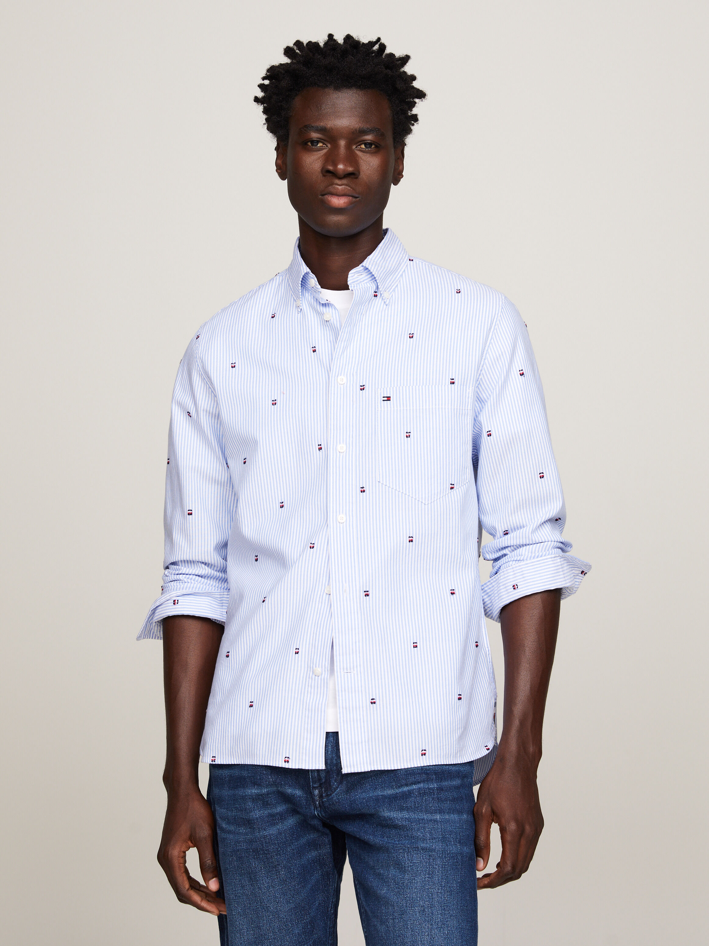 Tommy jeans vertical deals stripe polo shirt
