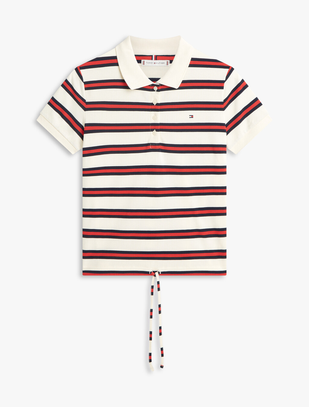 1985 Regular Fit Tie Front Polo Shirt, Preppy Stripe Calico / Fireworks, hi-res