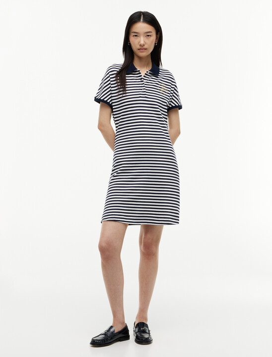 Metallic Logo Pique Mini Polo Dress