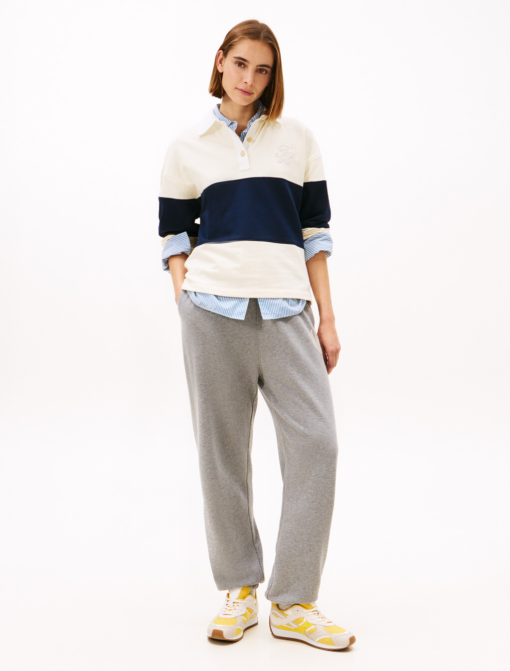 Golden Button Terry Rugby Shirt, Calico, hi-res