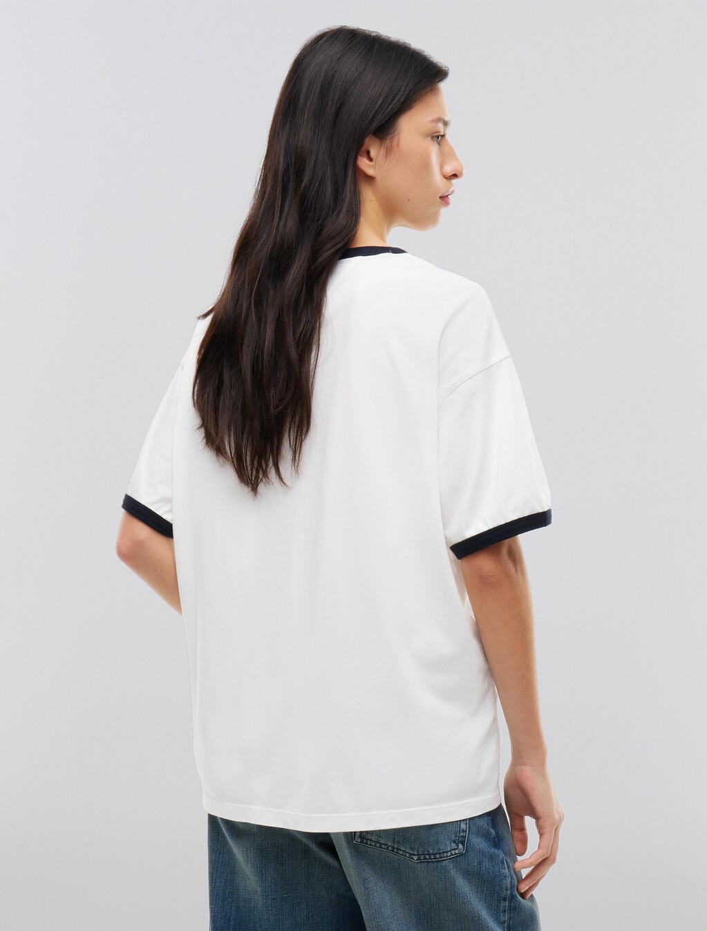 Relaxed Jersey Ringer T-Shirt, Ecru, hi-res