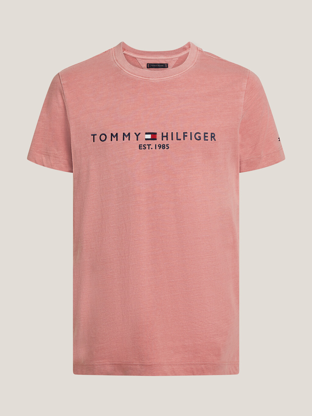 成衣染色 Tommy 標誌 T 恤, Teaberry Blossom, hi-res