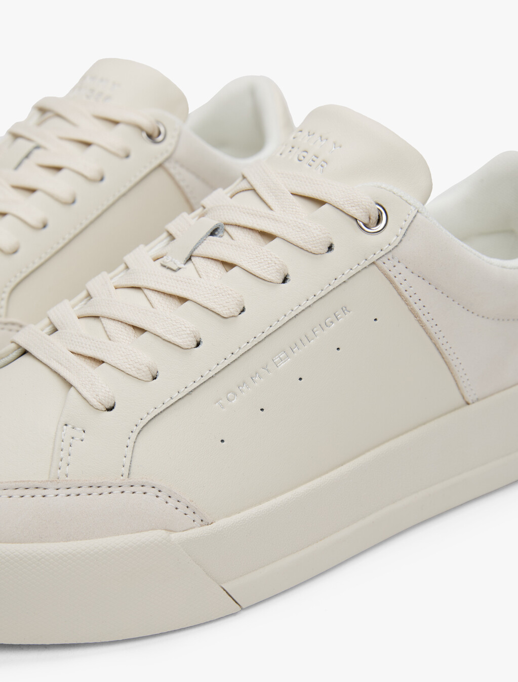 Debossed Logo Court Trainers, Alabaster, hi-res