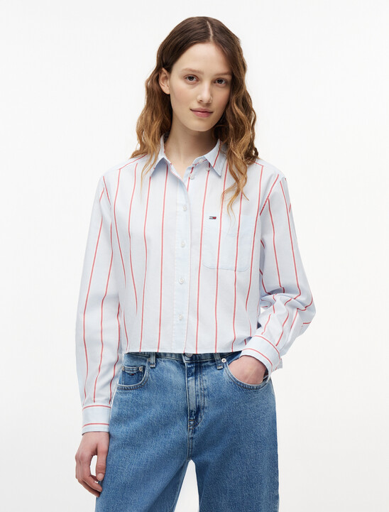 Relaxed Fit Twill Cropped Shirt
