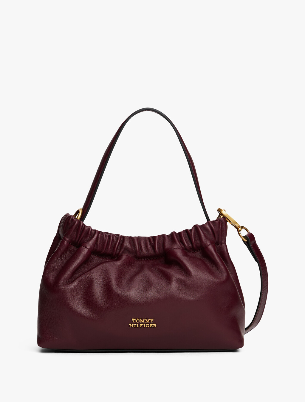 Soft Leather Logo Plaque Crossbody Bag, Marzemino, hi-res