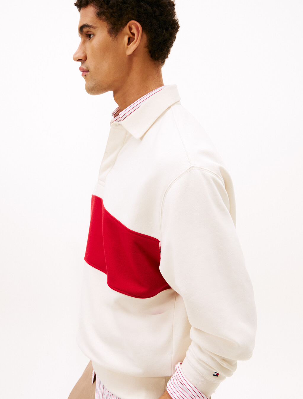 Colour-Blocked Rugby Jumper, Ivory Petal, hi-res