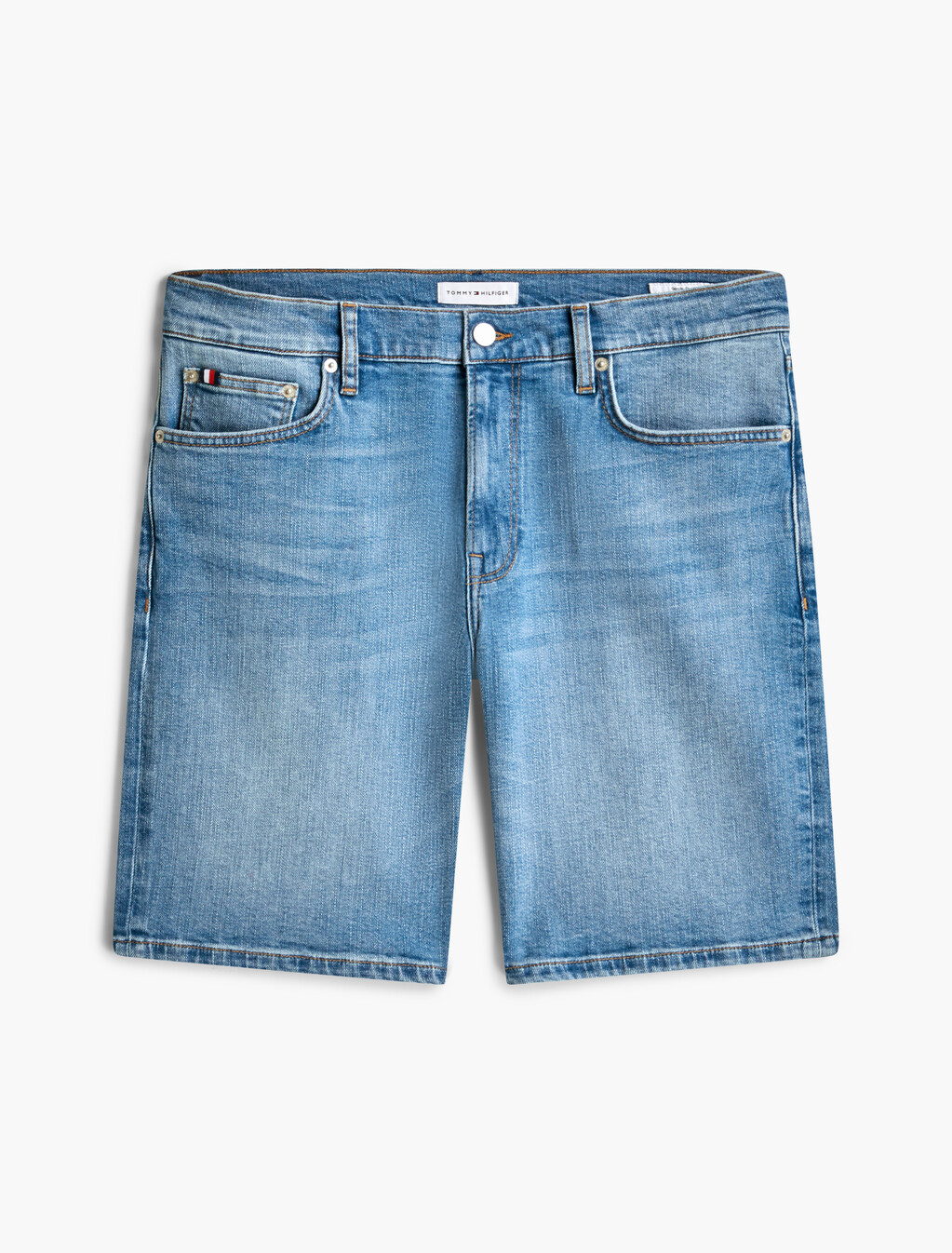 Denton Slim Straight Whiskered Denim Shorts, Rick Blue, hi-res