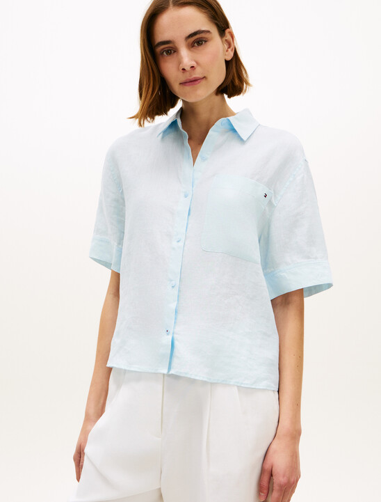 Relaxed Fit Pure Linen Short Sleeve Shirt