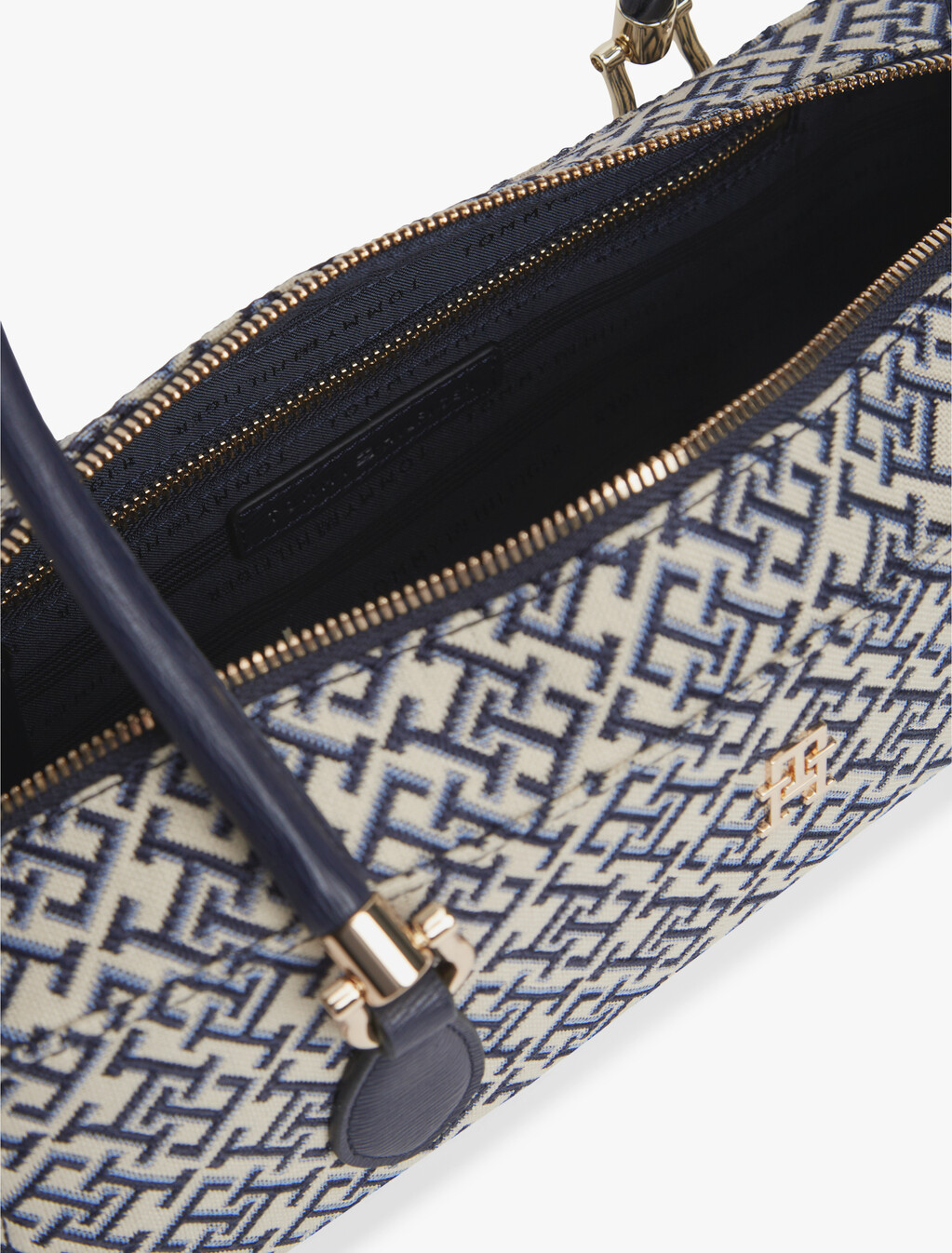 Textile Jacquard Rectangular Shoulder Bag, Blue Mono, hi-res
