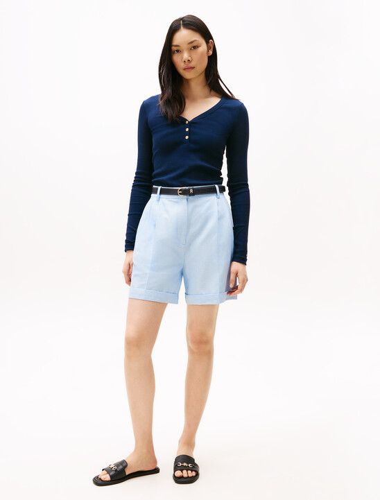 Linen Mix Pleated Shorts