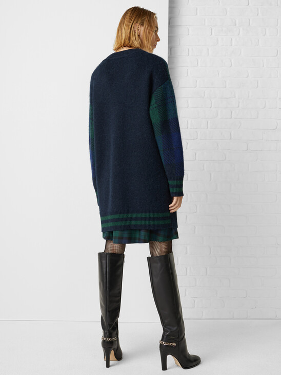 BLACK WATCH TARTAN V NECK CARDIGAN
