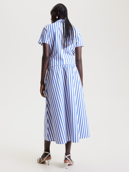 Stripe Poplin Midi Skirt