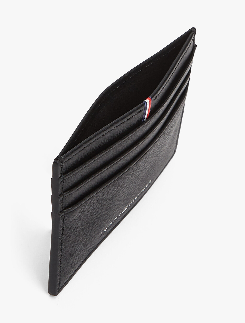 Corporate Logo Leather Credit Card Holder, Black, hi-res