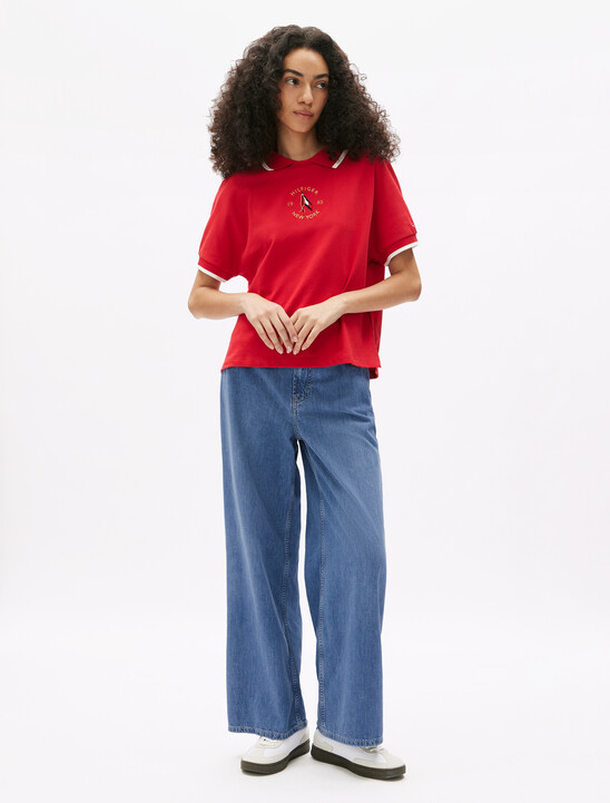 Asia Fit Elastic Waistband Wide Leg Jeans