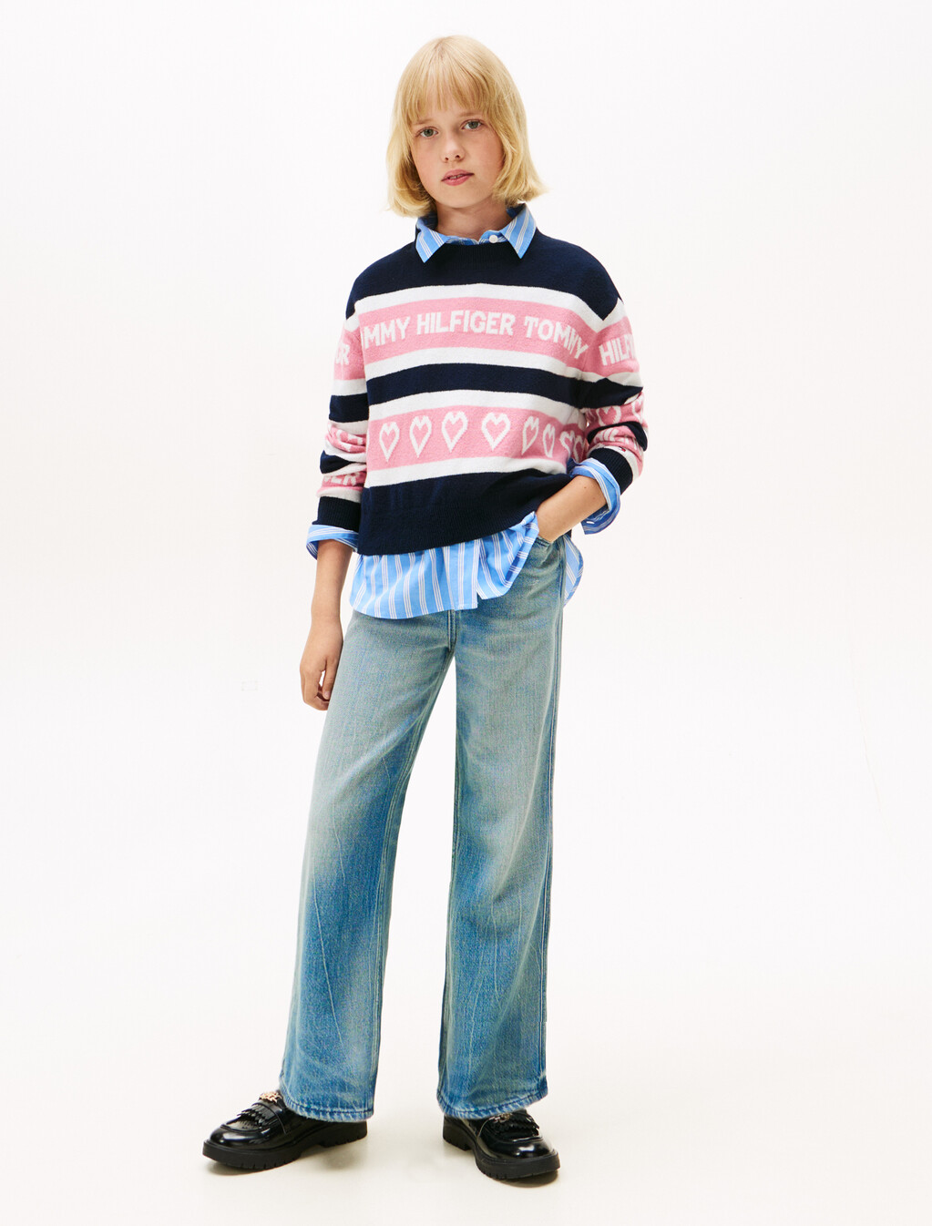 Intarsia Repeat Logo Relaxed Jumper, Dark Night Navy, hi-res