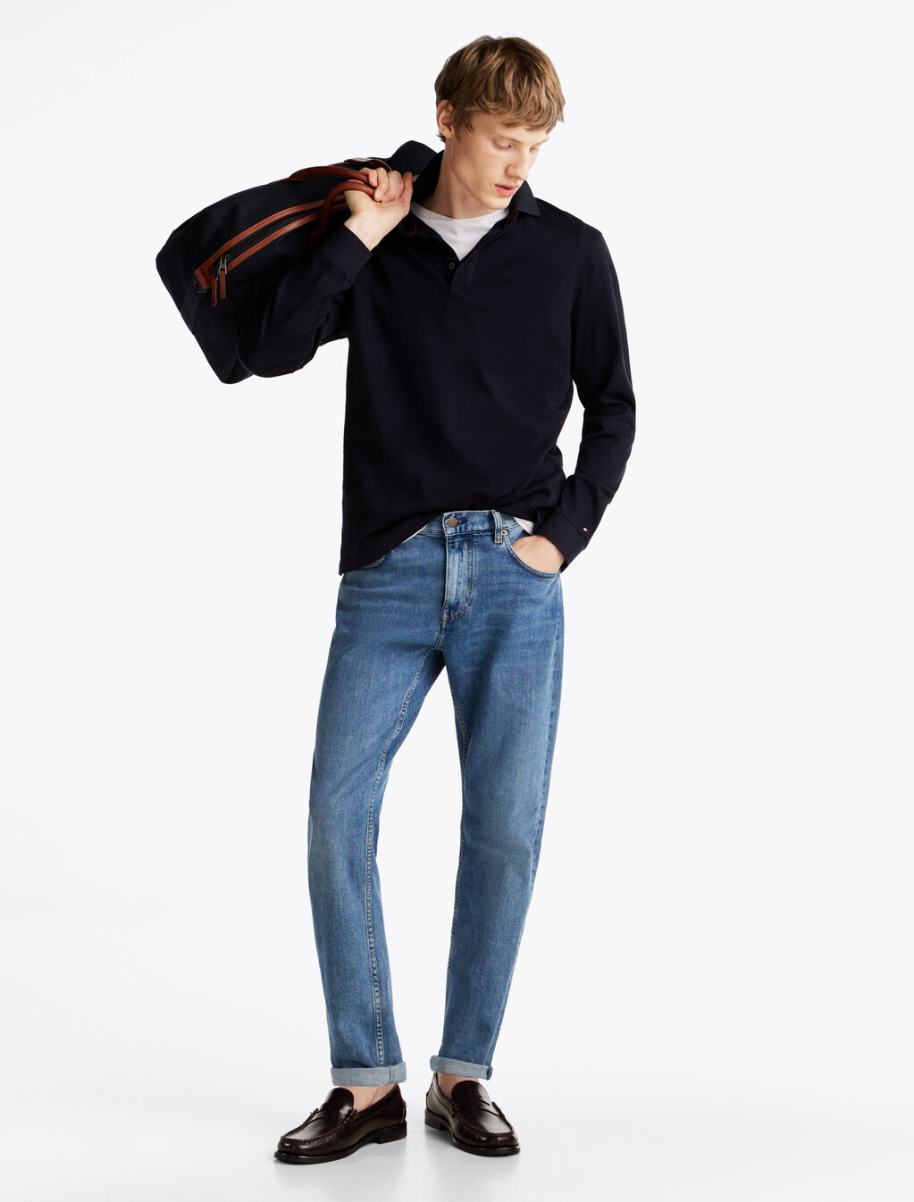 Regular Fit Long Sleeve Polo Shirt, Desert Sky, hi-res