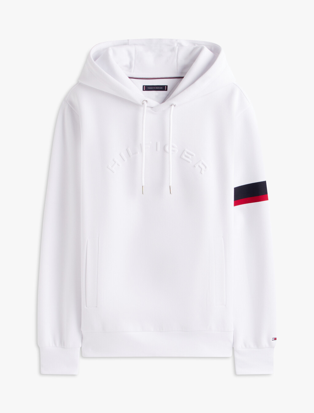 Stripe Panel Insert Hoodie, White, hi-res