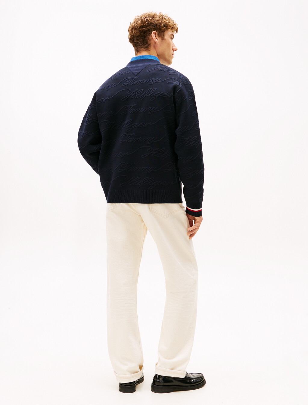 Jacquard V Neck Cardigan, Desert Sky, hi-res