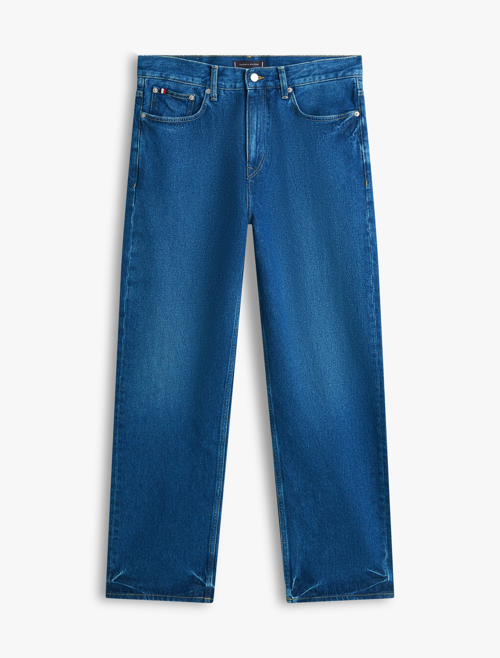 Flag Embroidery Relaxed Straight Leg Jeans, Ike Blue, hi-res