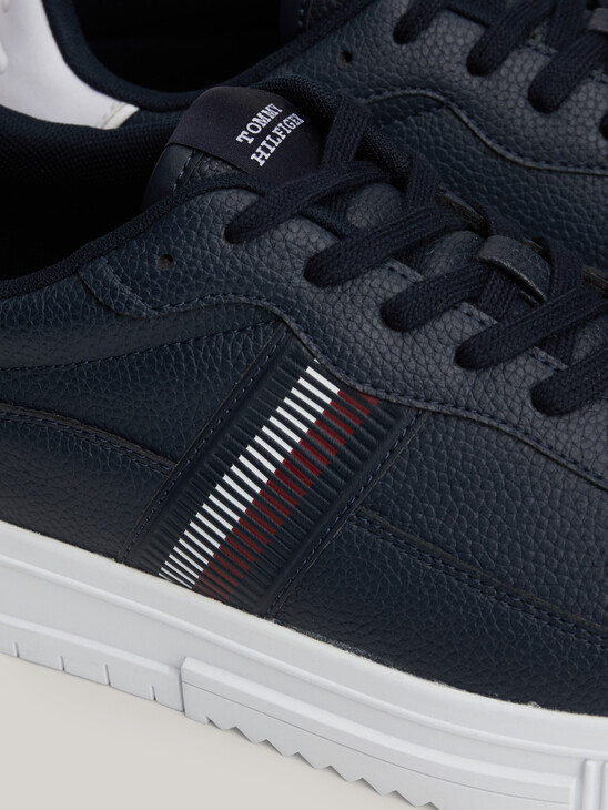 Signature Tape Textured Leather Trainers