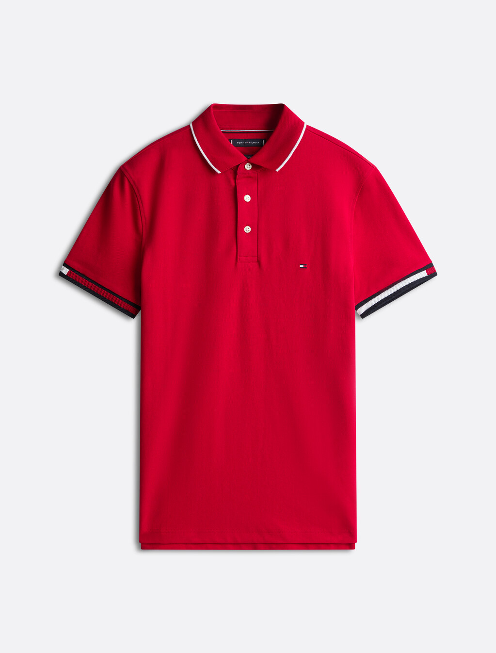 Slim Fit Signature Cuff Polo Shirt, Medium Red, hi-res