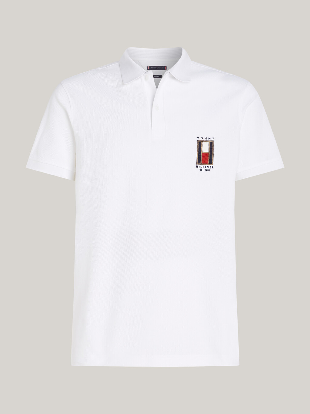 Regular Vertical Flag Polo Shirt, White, hi-res