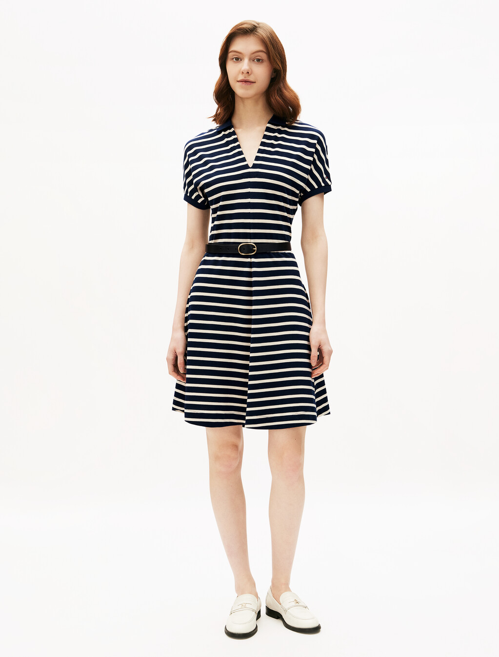 Asia Fit Lyocell Fit & Flare Polo Dress, Dark Night Navy/Calico Stp, hi-res