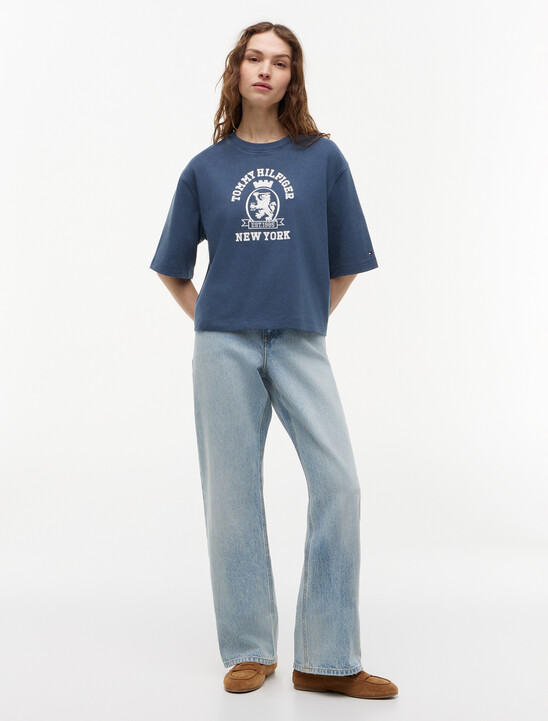 Crest Embroidery Relaxed Washed Jersey T-Shirt
